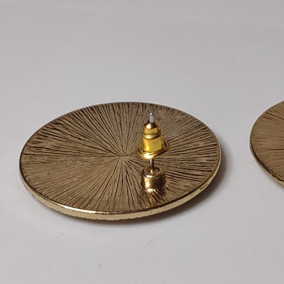 Large Round Decorative Metal Earrings - Picture 8 of 9